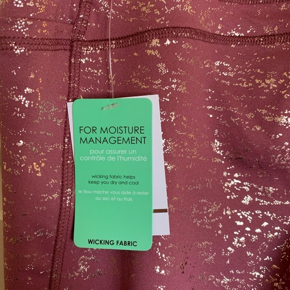 NWT Forever 21 wide band pink metallic leggings. Size Large. - Picture 4 of 13